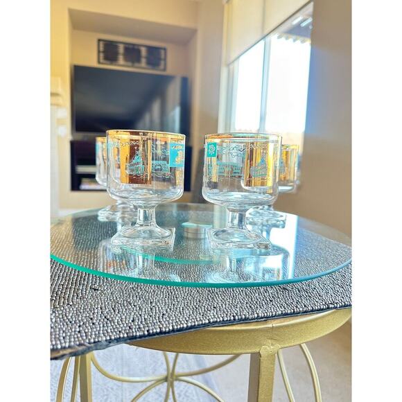 Set of 4 Vintage Southern Comfort Steamboat Glasses – Mid 50s  Bar with Gold Rim - Picture 1 of 12